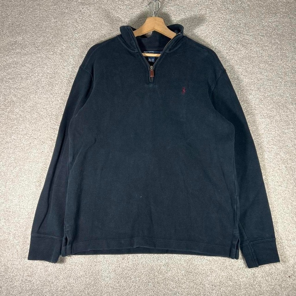 Men's vintage Polo Ralph Lauren black preppy 1/4 sweater Size M